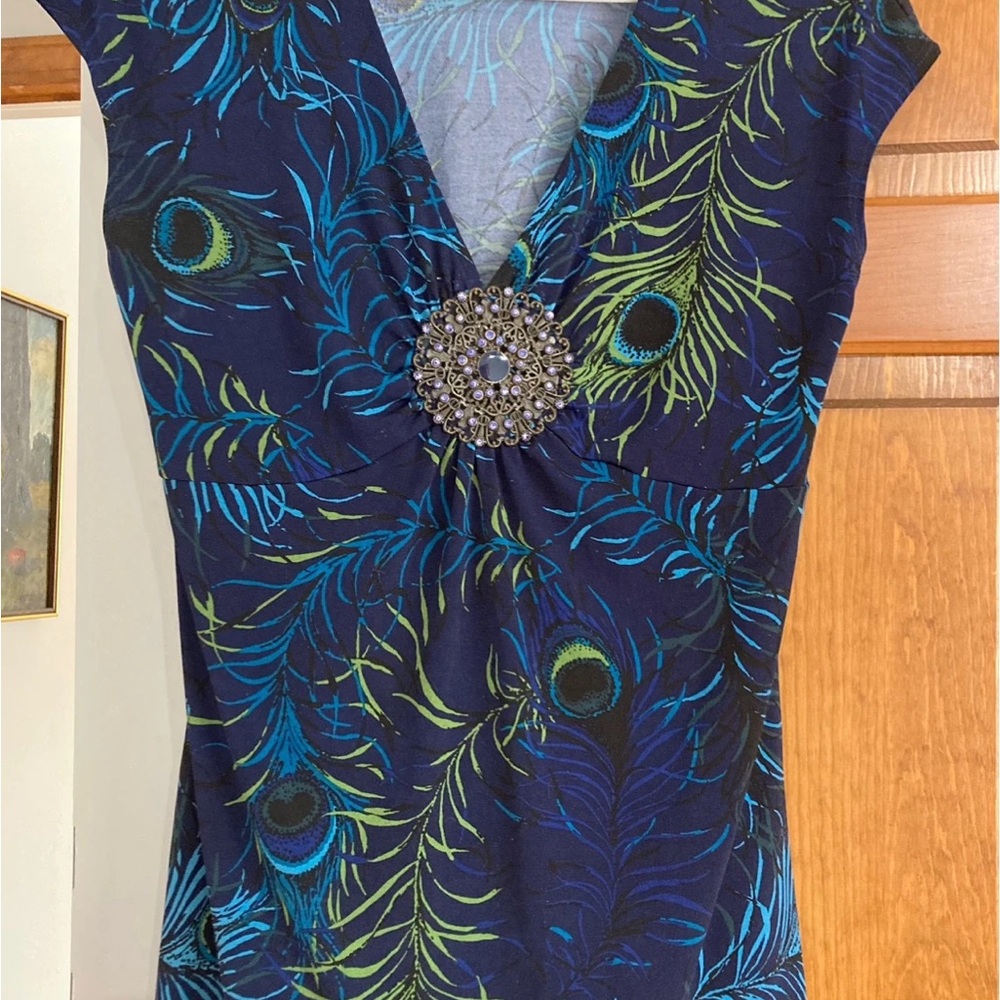 Peacock Feather Print Top